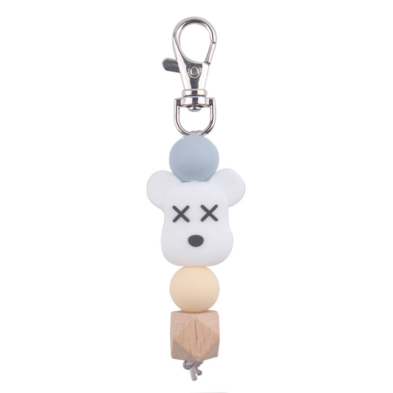 Wholesale Cartoon Bear Silicone Beaded Keychain ACC-KC-GuangTian075