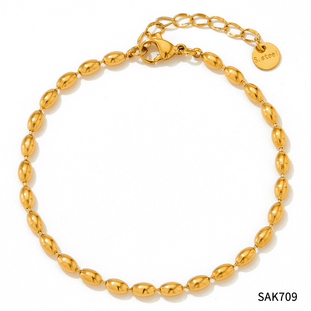 Wholesale  Stainless Steel Stacked  Inlaid Zircon Love Pendant Simple Design Bracelet suit