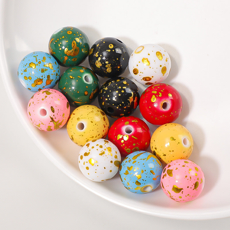 Wholesale of 10pcs Acrylic Painted Colored Round Beads ACC-BDS-JFei017