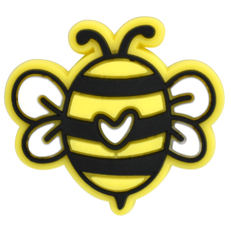 Wholesale Random 100pcs Small Bee PVC Soft Rubber Shoe Buckle Decoration ACC-SC-RYY055