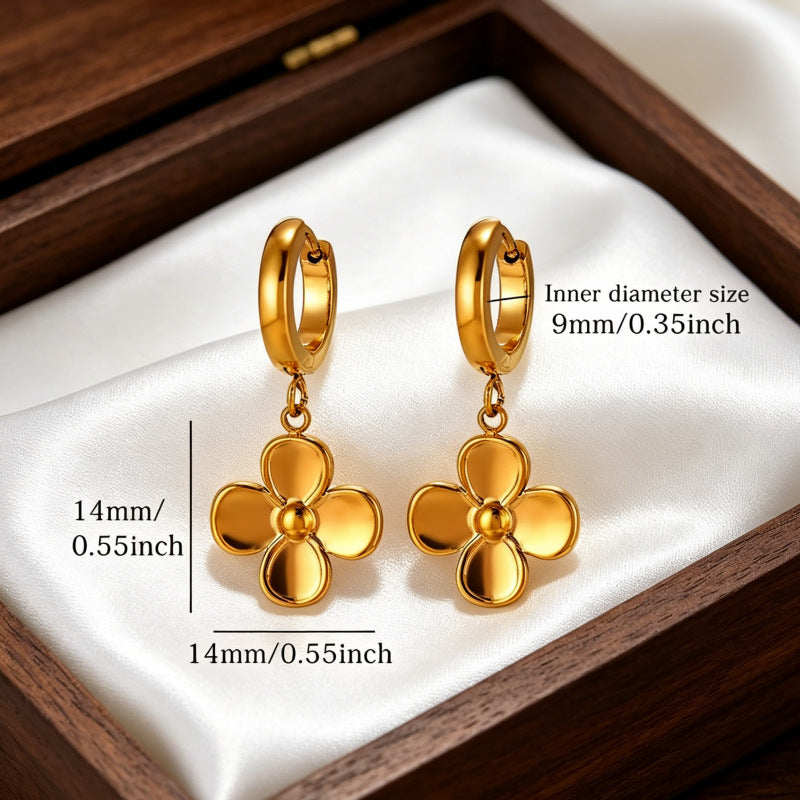 Wholesale 304 Stainless Steel Vacuum Plated Flower Earrings Fashion Jewelry Accessory for Women