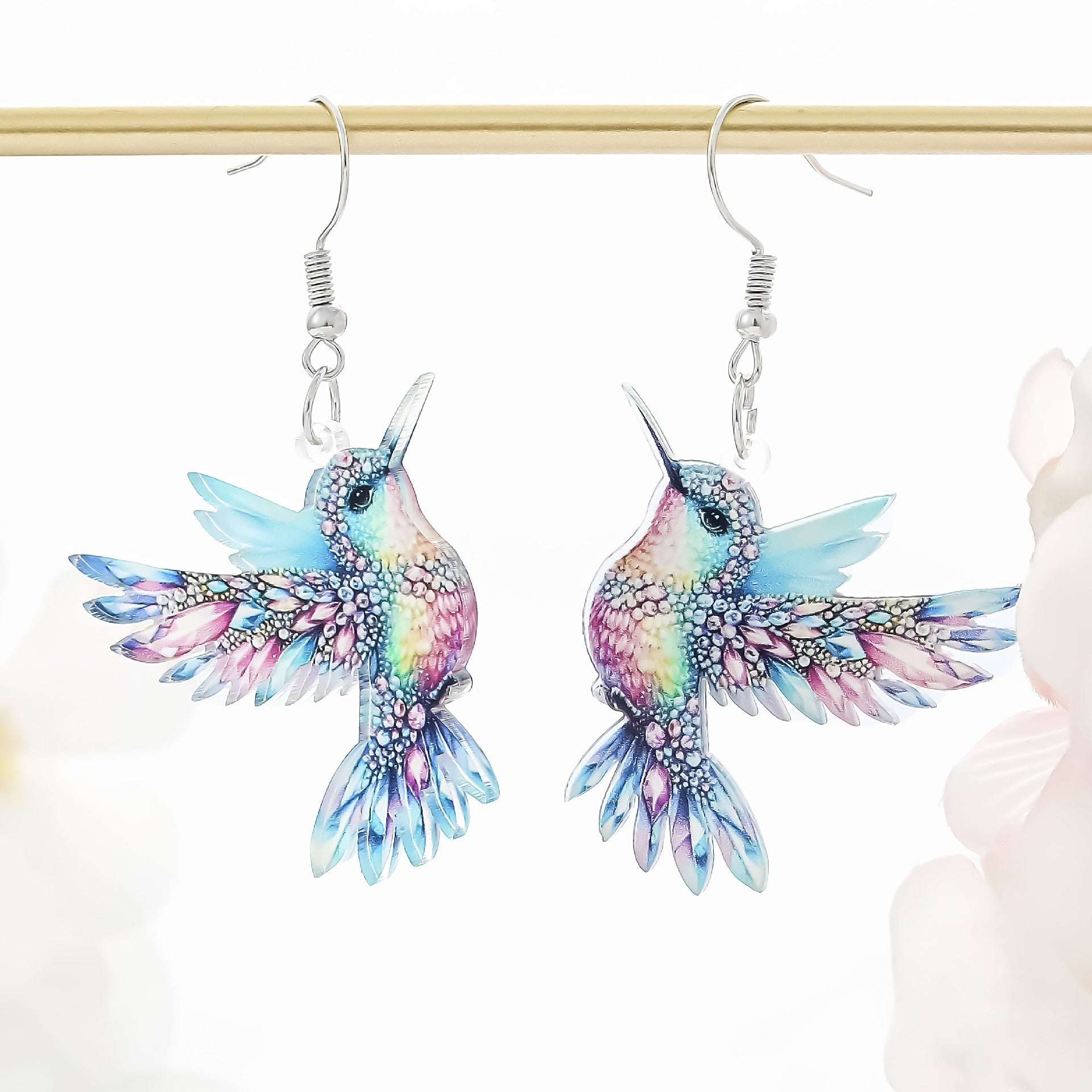 Wholesale Light luxury style colorful bird acrylic earrings