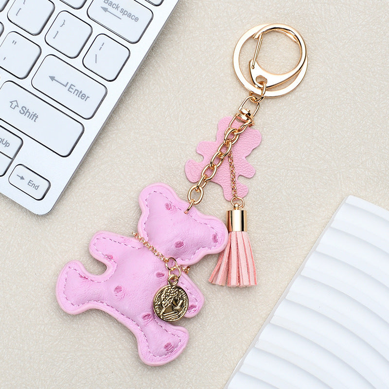 Wholesale Chic White Leather Bear Keychain - Decorative Bag Charm &  Car Key Accessory