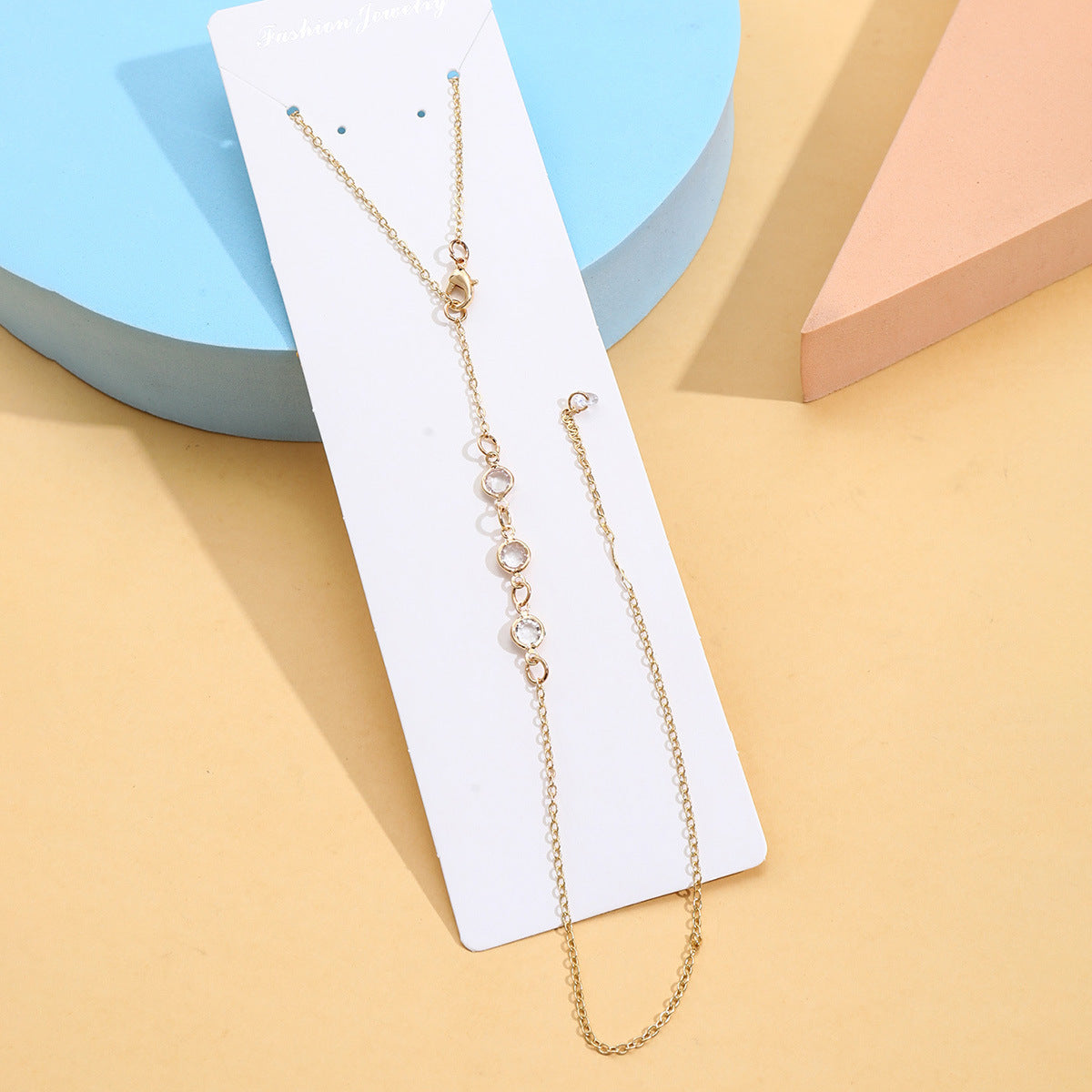 Wholesale 14K Gold Natural Stone Body Chain Zirconia Clavicle Chain