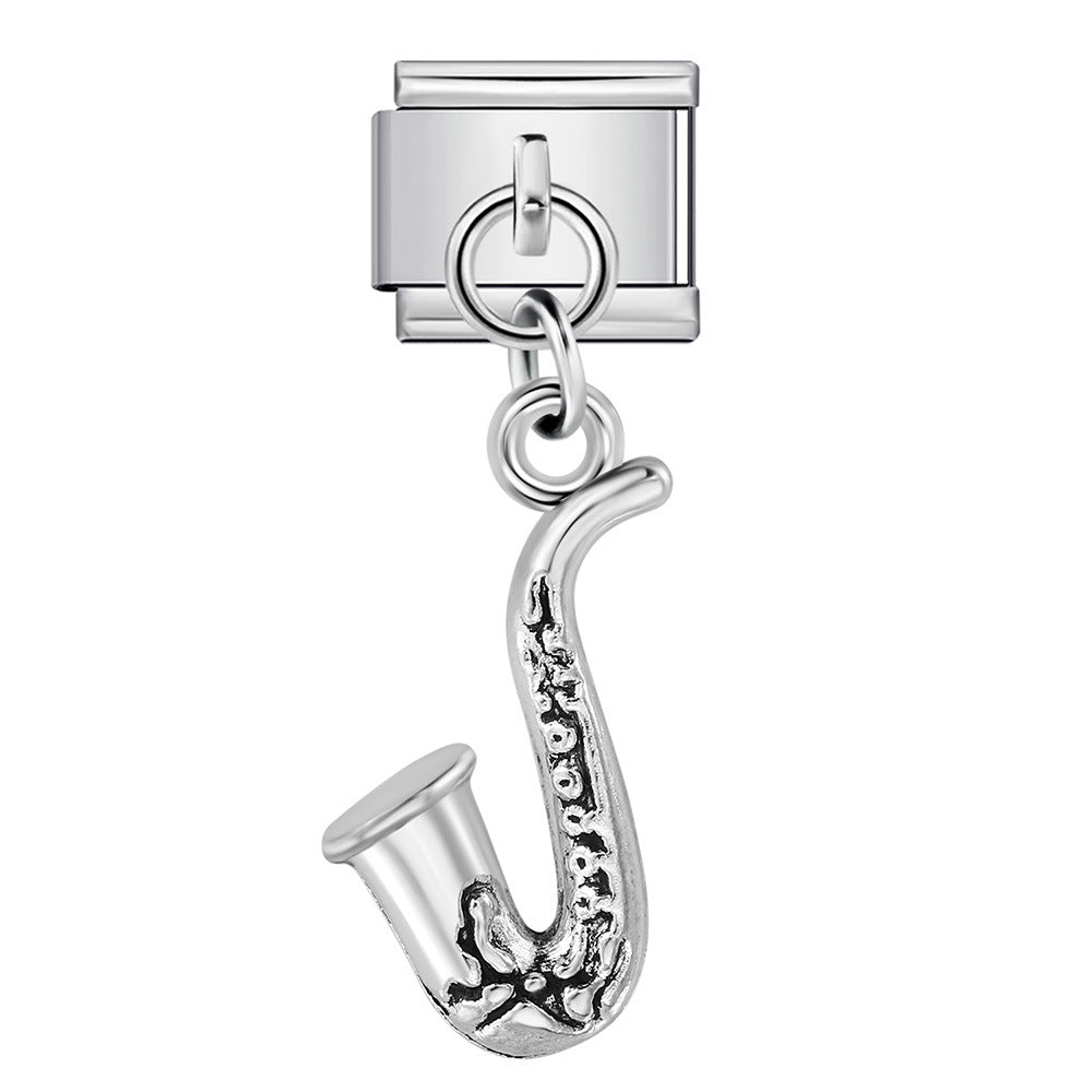 Wholesale Italian Charm Bracelet 9mm DIY Musical Instrument Shaped    Creative Stainless Steel Composable Bracelet