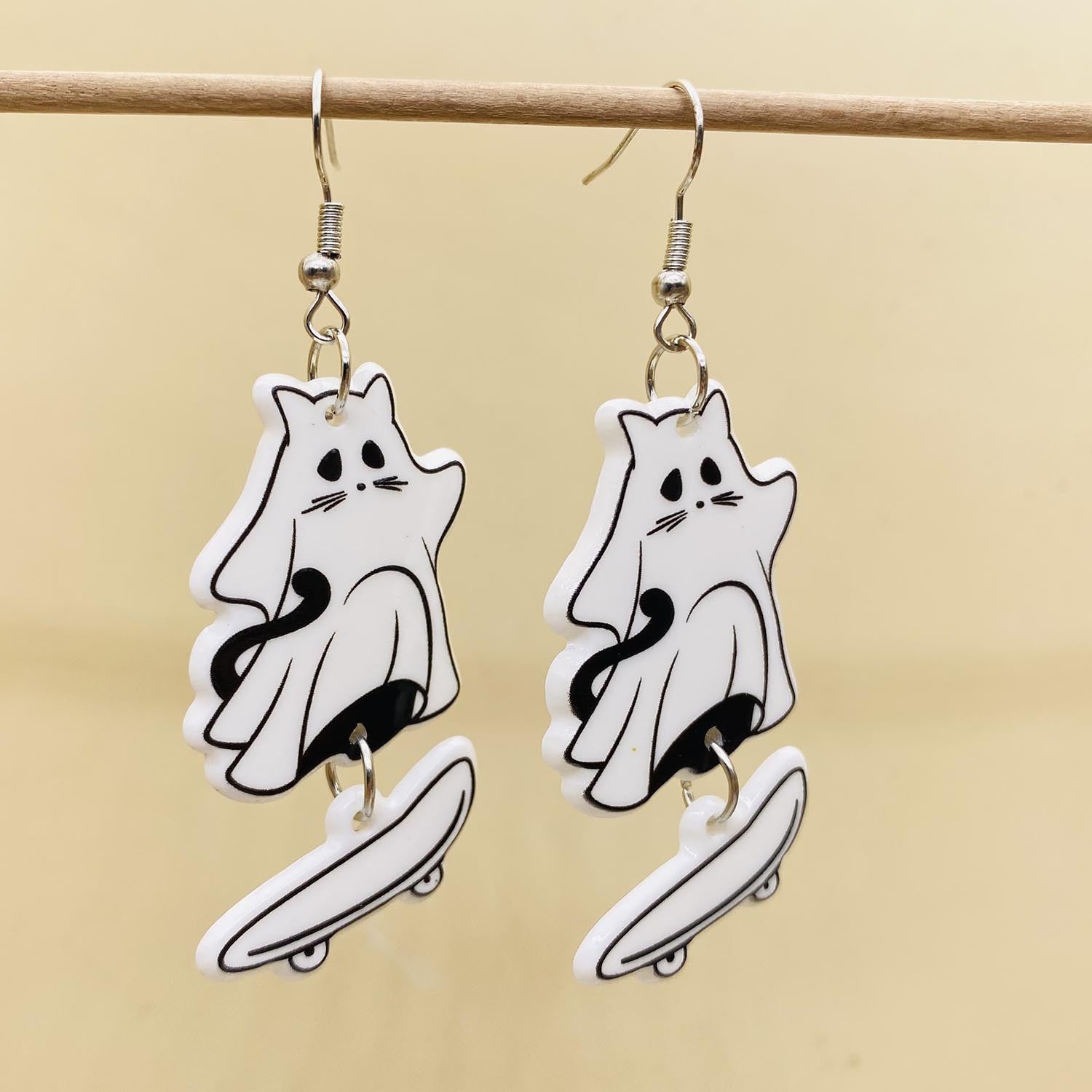 Wholesale Halloween Skateboard Ghost Earrings