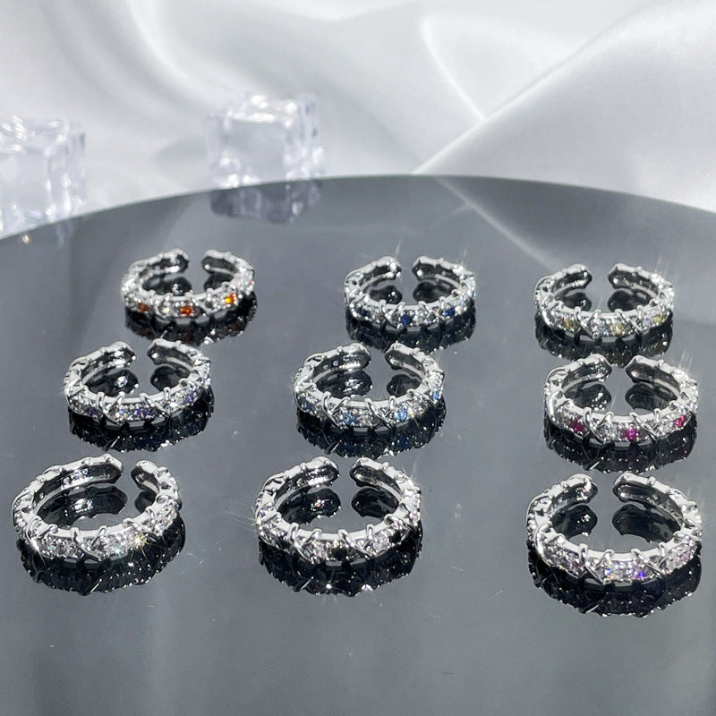 Wholesale light luxury cross multi-color zircon design ring