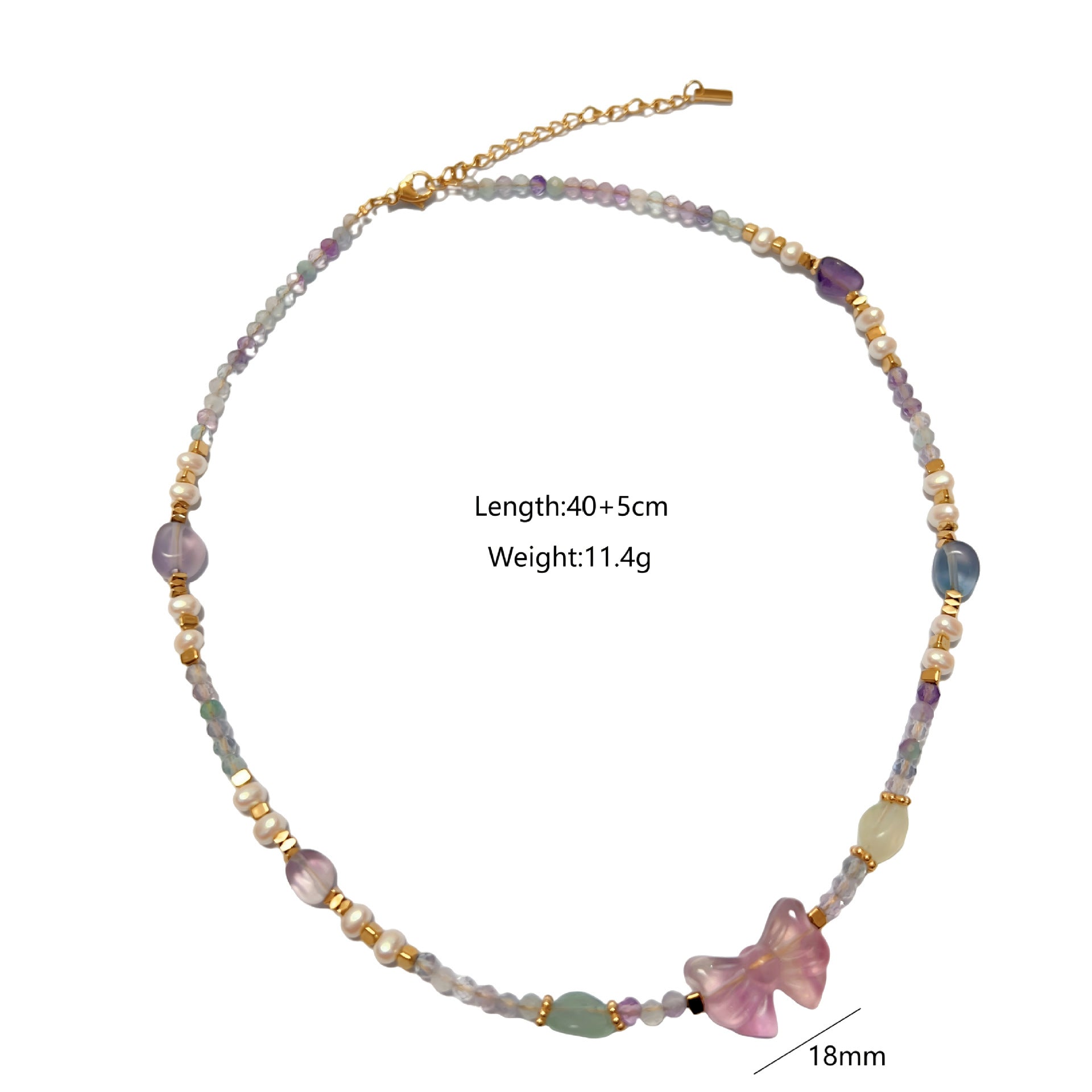 Wholesale Stainless steel Colorful Natural Stone Pearl Beaded Necklace