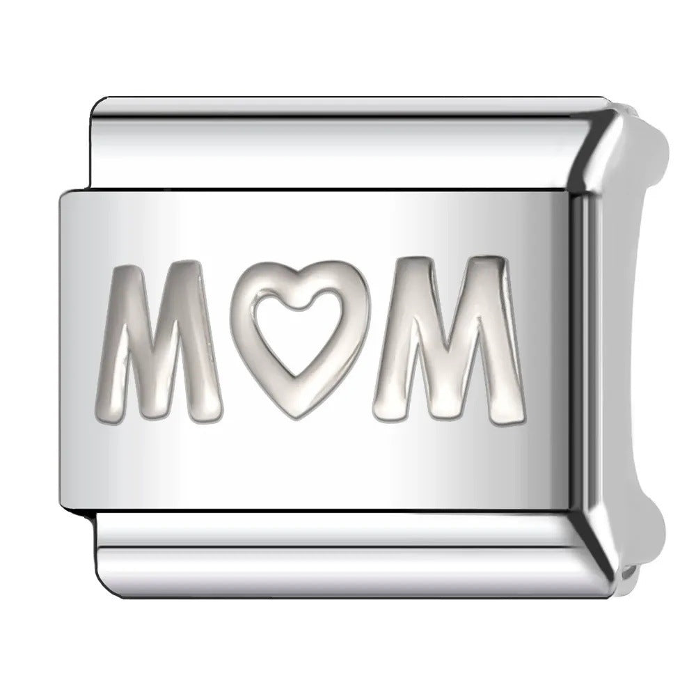 Wholesale   Italian Charm Bracelet 9mm DIY heart-shaped  Creative Stainless Steel Composable Bracelet