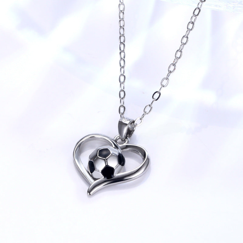 Wholesale football white copper heart shaped necklace