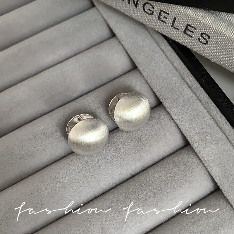 Wholesale  Metal Silver brushed Ball Ear Buckle  Light Luxury Earrings