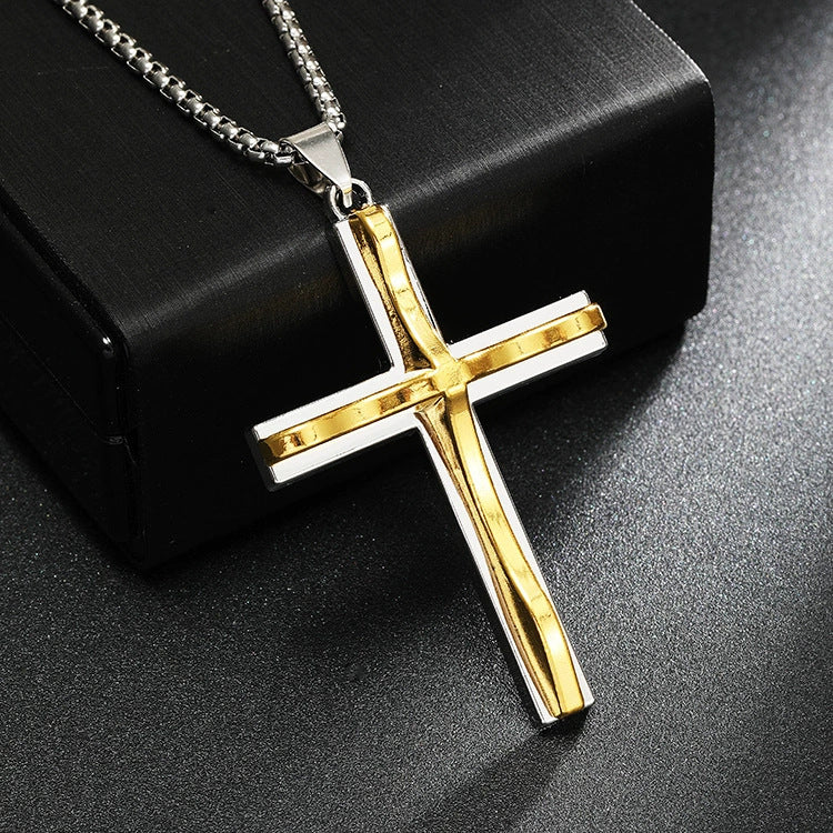 Wholesale Titanium Steel  Cross Necklace  Hip-Hop All-Match Pendant Necklaces