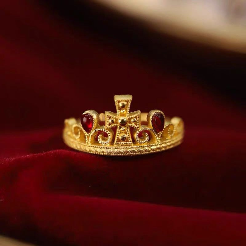 Wholesale Retro Diamond Cross Crown Ring