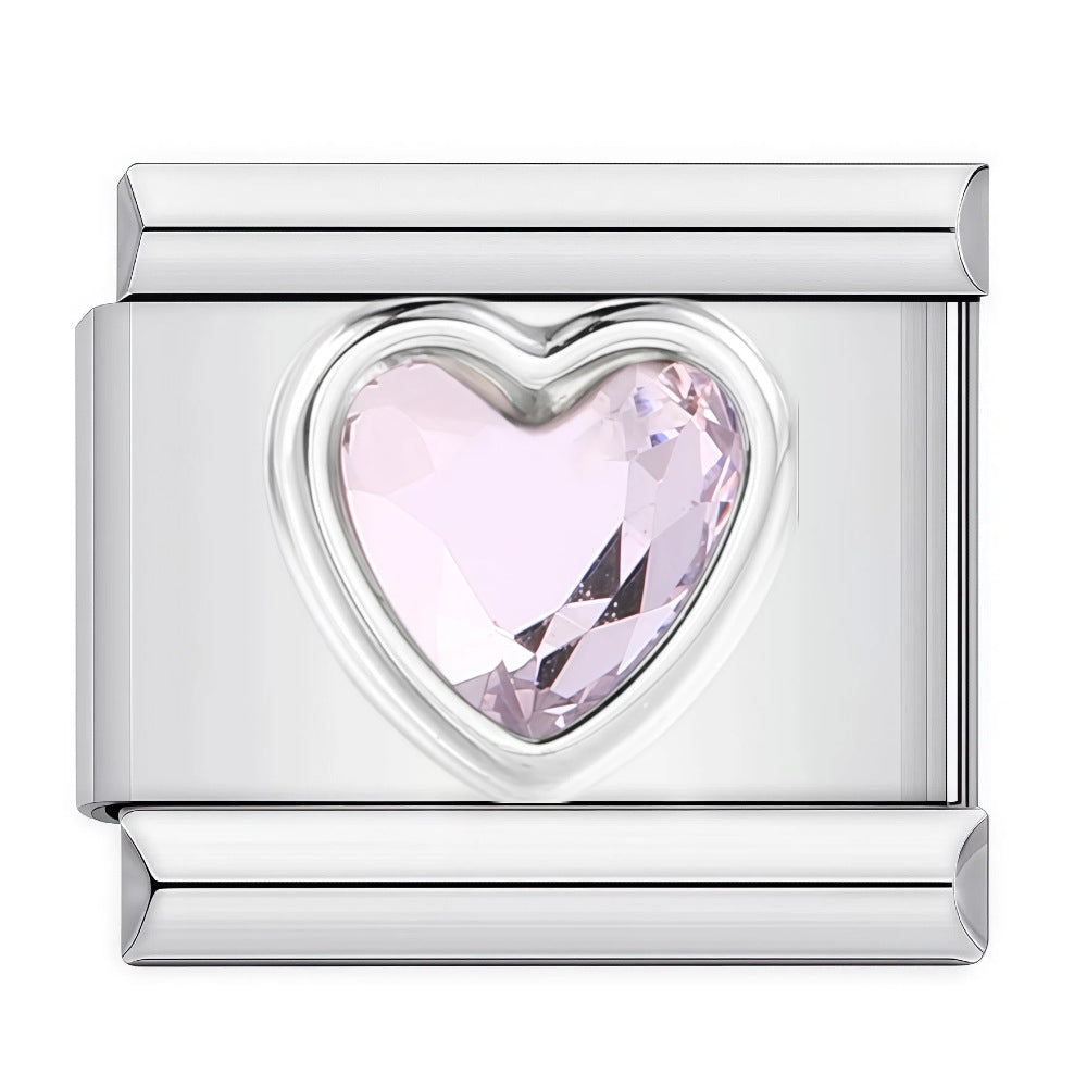 Wholesale DIY Italian Charms Bracelet in Titanium Steel with Rhinestone Hearts,  Fashion Jewelry Accessory