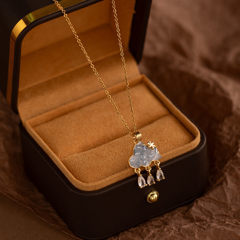 Wholesale Blue Cloud Tassel Zircon Necklace Fashion Accessory Gift