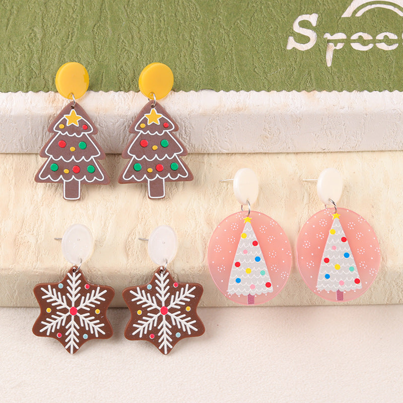 Wholesale Christmas Snowflake Christmas Tree Acrylic Earrings