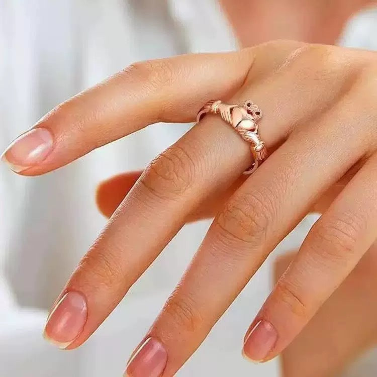 Wholesale S925 Silver Open Ring Crown Heart Design White Gold Tone Fashion Accessory Everyday Wear Gift