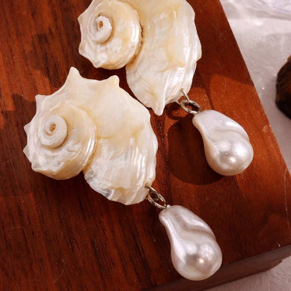 Wholesale Irregular Imitation Pearl Shell Earrings Baroque Niche Style Vacation Fashion Accessory