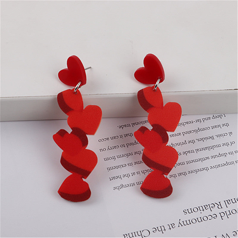 Wholesale Valentine' s Day Love Bear Rose Heart Earrings