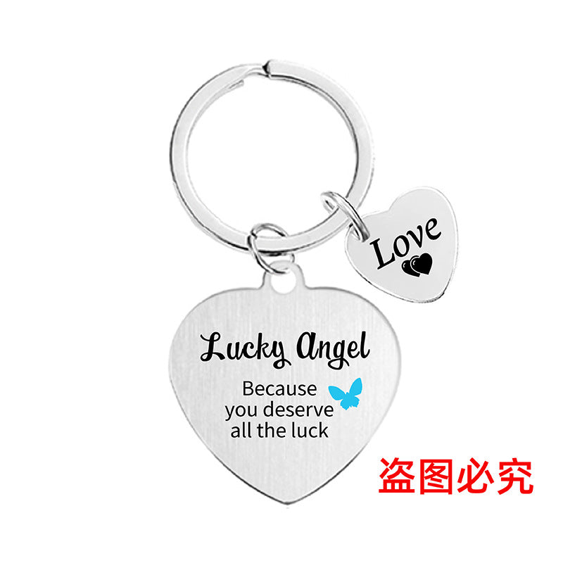 Wholesale Heart Color Print Family Affection Inspirational Holiday Gift Metal Keychain Creative Keychain ACC-KC-Ganggu020