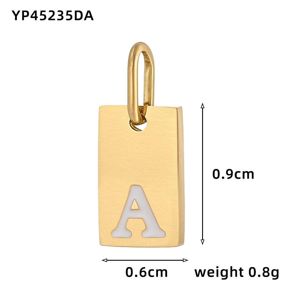 Wholesale 26 oil drops English letters stainless steel gold-plated DIY pendant