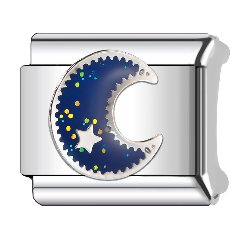 Wholesale Italian Charm Bracelet 9mm DIY Splicing Star Moon Planet Stainless Steel Composable Bracelet