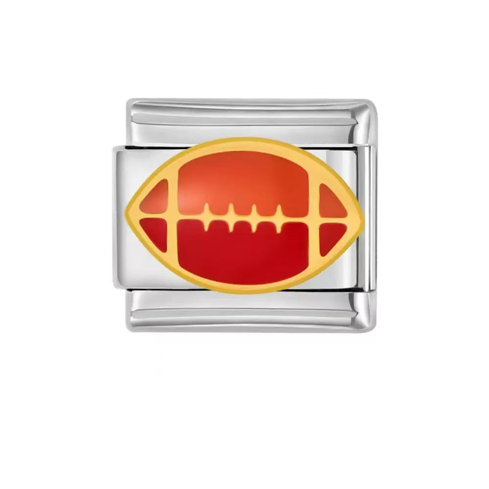 Wholesale Italian Charm Bracelet 9mm DIY Football Sports Series  Creative Stainless Steel Composable Bracelet