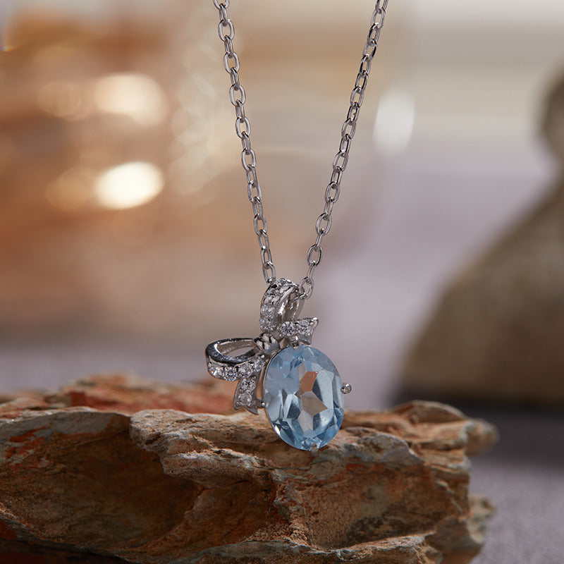 Wholesale light luxury bow S925 sterling silver plated 18K necklace