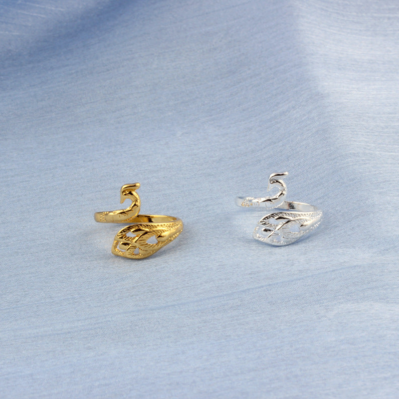 Wholesale 3D Silver Peacock Ring ACC-RS-YuMei013