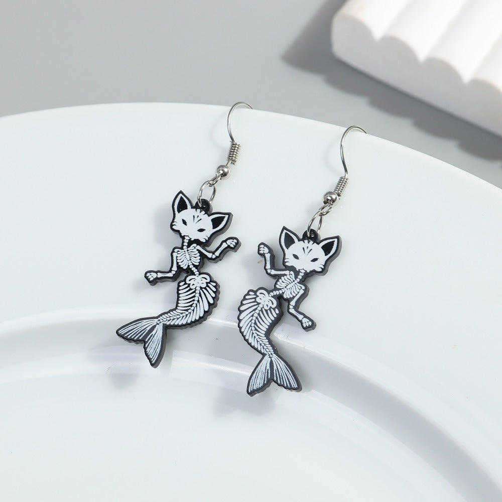 Wholesale Acrylic  Cat Witch Earrings – Funny Fashion Accessory Gift for Party Boutique Resale