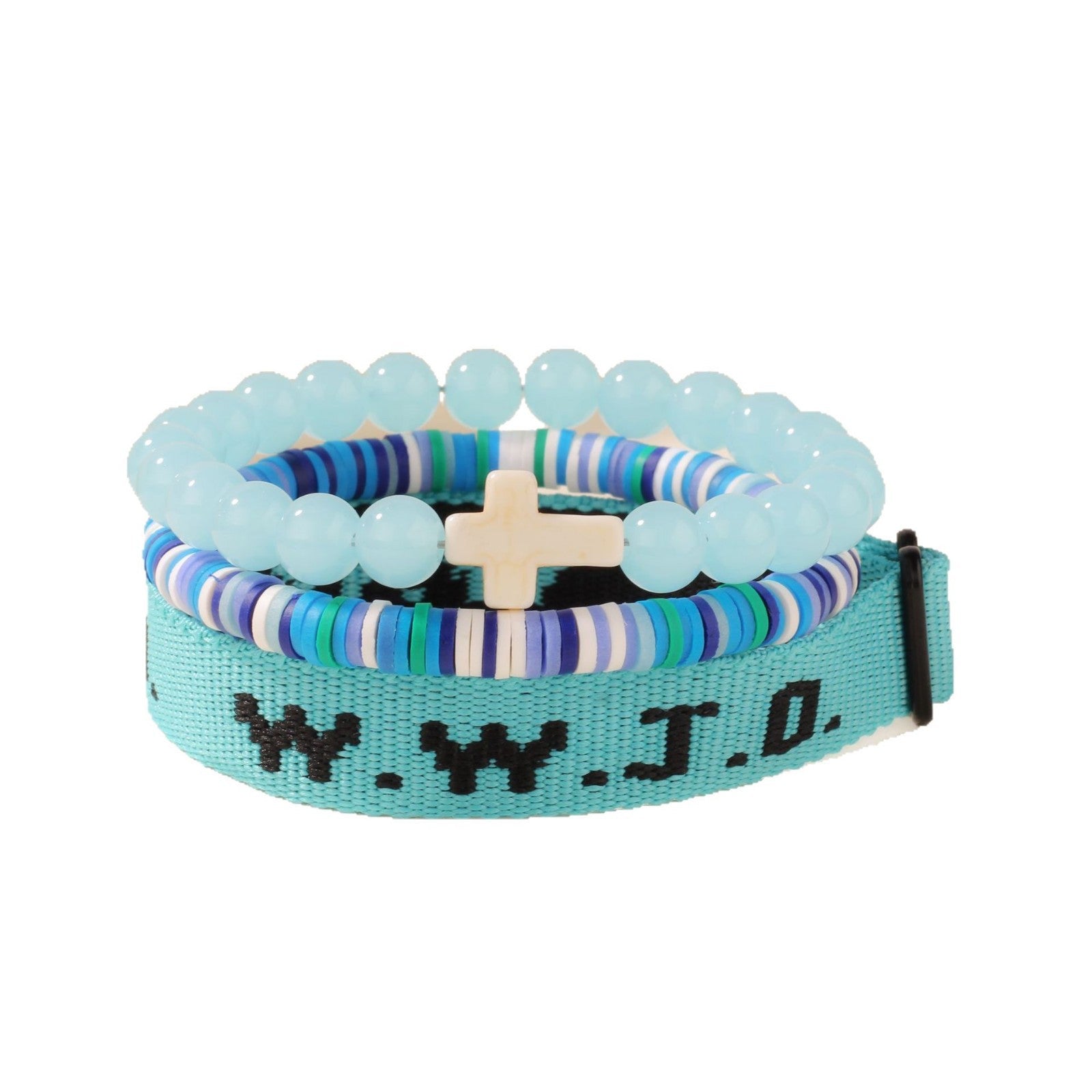 Wholesale Beaded Cross Mi Three-Piece  Purple Bracelet Combination Pink and Blue with Card  Bracelet