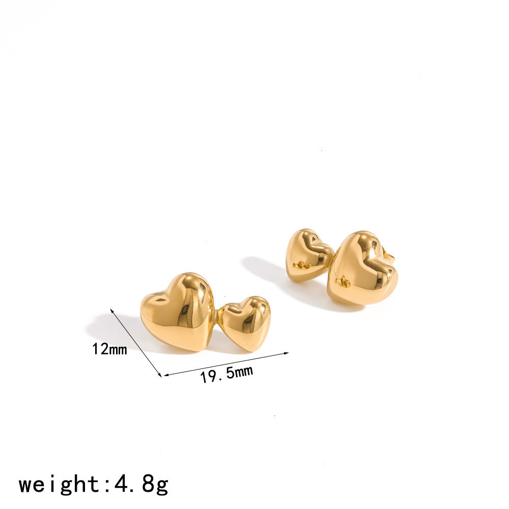 Wholesale Chic Star Heart Stud Earrings Colorful Diamond 18K Gold PVD Stainless Steel Fashion Accessory Party Gift