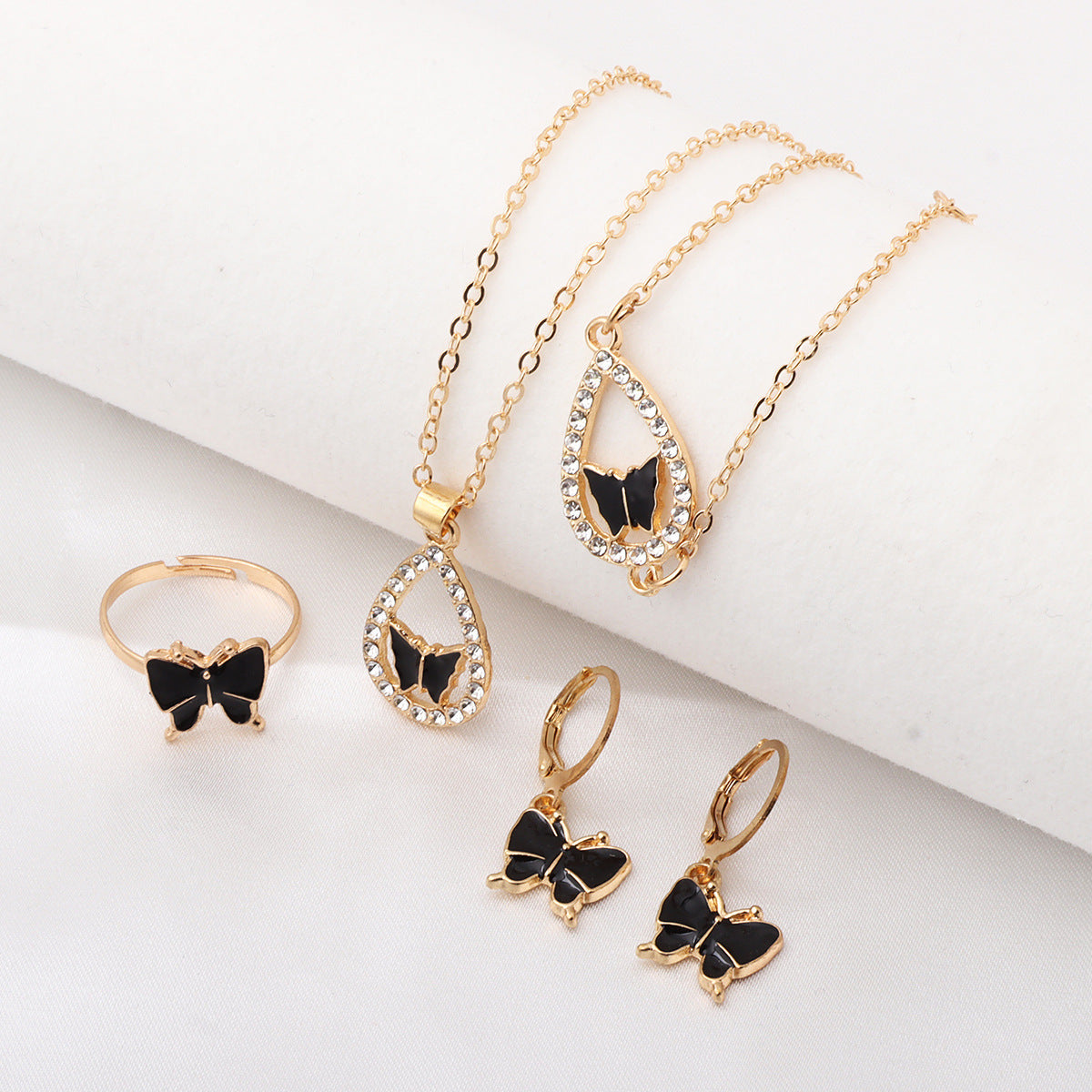 Wholesale oil drop diamond water drop casual bracelet ring necklace earrings jewelry set