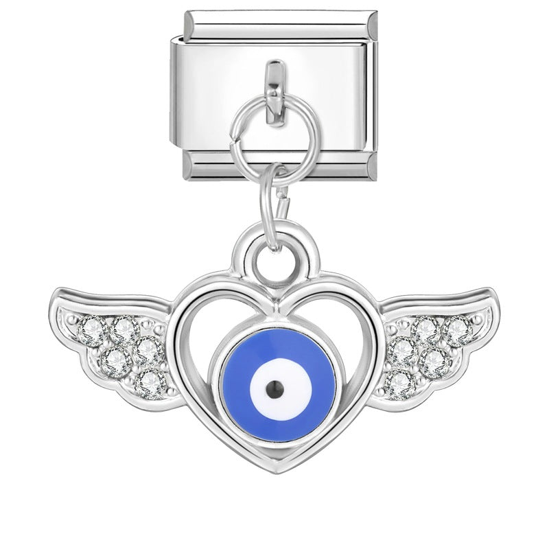 Bracelet de charme italien en gros 9 mm DIY Esplicing Blue Eyes Bracelet composable en acier inoxydable