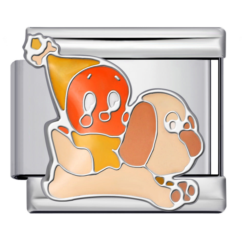 Wholesale 2pcs/pack  Italian Charm Bracelet 9mm DIY Splicing Anime Cute Cartoon Stainless Steel Composable Bracelet