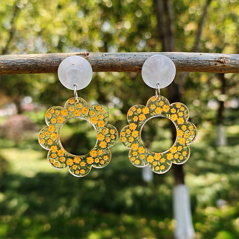 Boucles d'oreilles en gros floral acrylique