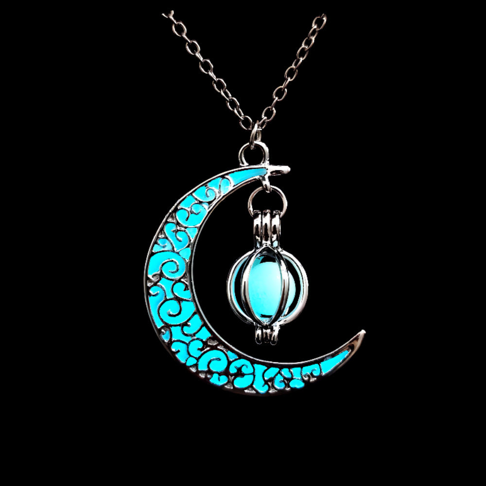 Wholesale  Luminous Moon Pumpkin Pendant Necklace