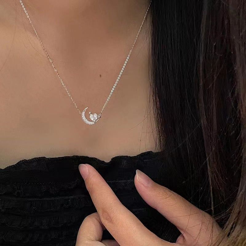Wholesale Light luxury clavicle chain star moon heart moon necklace