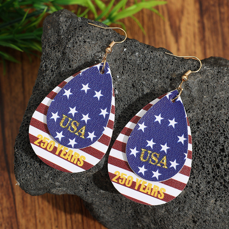 Wholesale Independence Day Leather Earrings