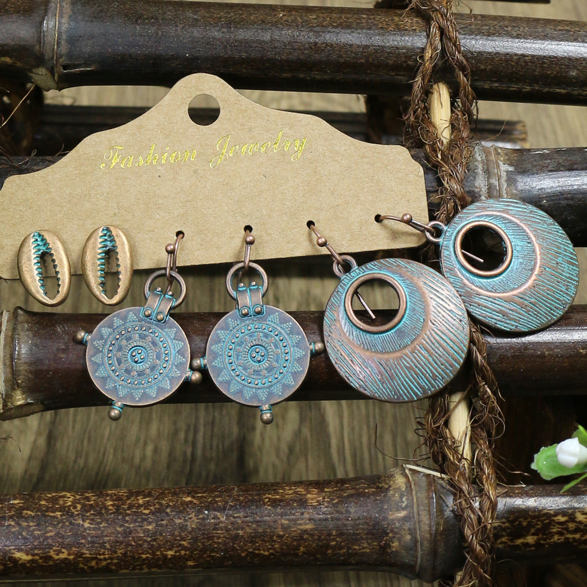 Wholesale Retro Ethnic Style Ocean Style Holiday Starfish Shell Earrings Set Vintage Earrings ACC-ES-HanH018