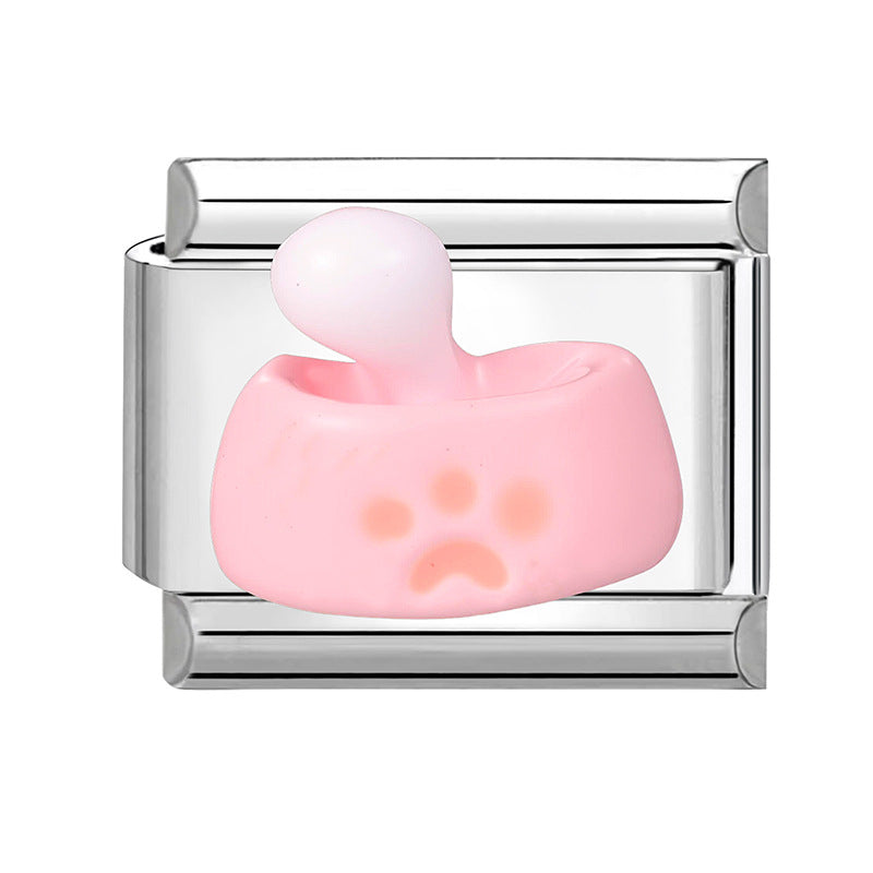 Wholesale  Italian Charm Bracelet 9mm DIY Creative Pink Cute Cartoon  Creative Stainless Steel Composable Bracelet