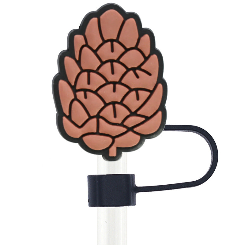 Wholesale Random 100pcs Thanksgiving 10mm PVC Soft Straw Tube Cap ACC-SCR-RYY103