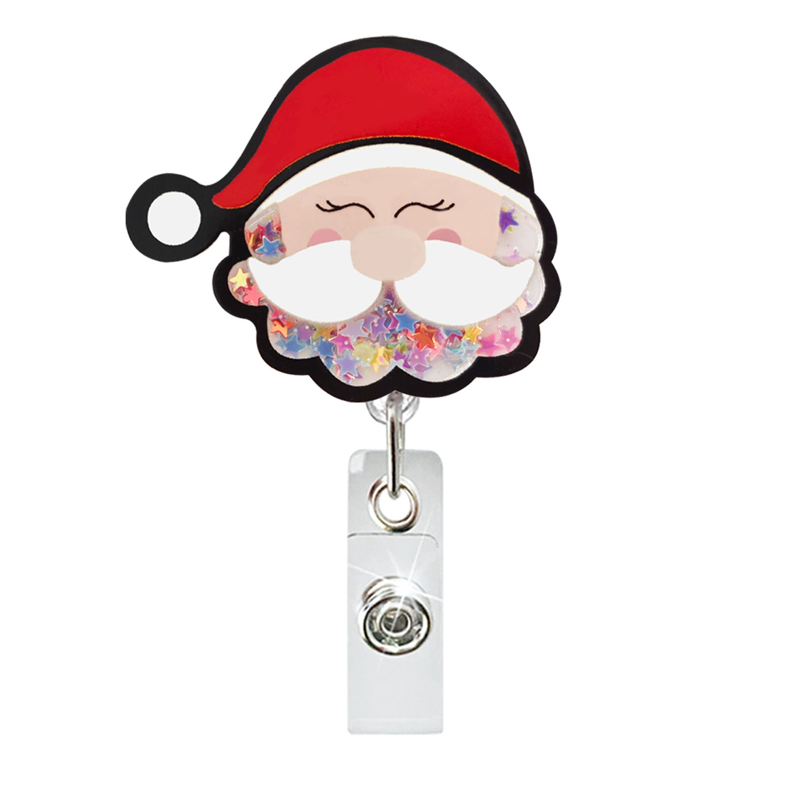 Wholesale Acrylic Quicksand Christmas Dog Old Man Telescopic Rotating Badge Keychain ACC-KC-QiDing013