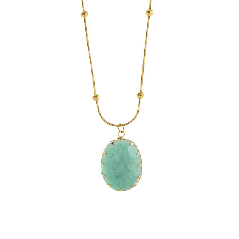 Wholesale Stainless steel 18K gold natural stone necklace
