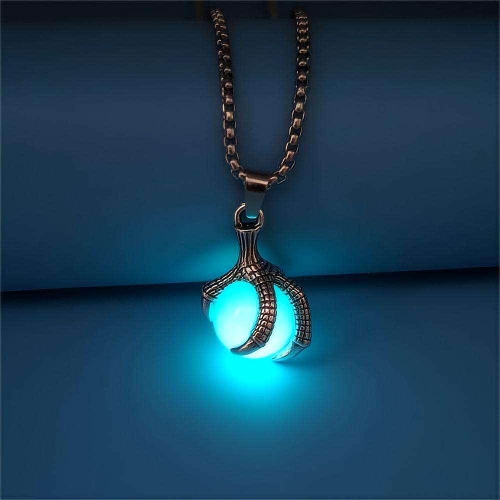 Wholesale Vintage Dragon Luminous Magic Eye Eagle Claw Men' s Necklace