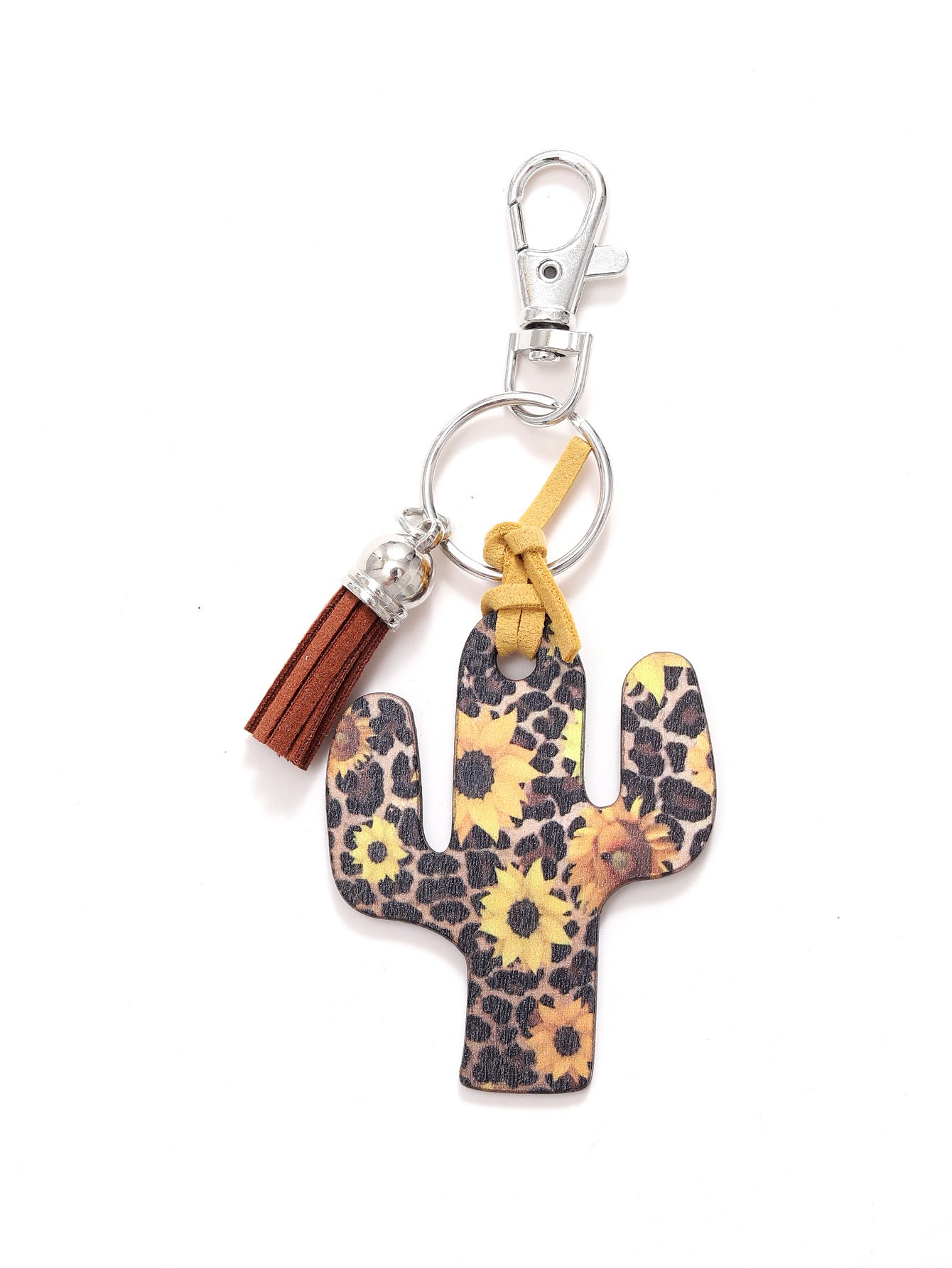 Wholesale Wooden Cactus Keychain Leopard Flower Rainbow Sunflower Keychains