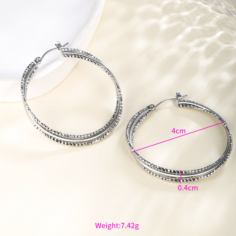 Wholesale Stainless steel heart-shaped large circle earrings
