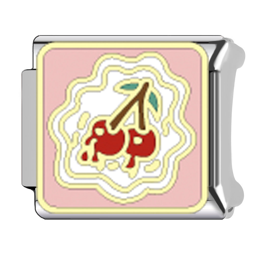 Wholesale  Italian Charm Bracelet 9mm DIY  fruit cherry Creative Stainless Steel Composable Bracelet