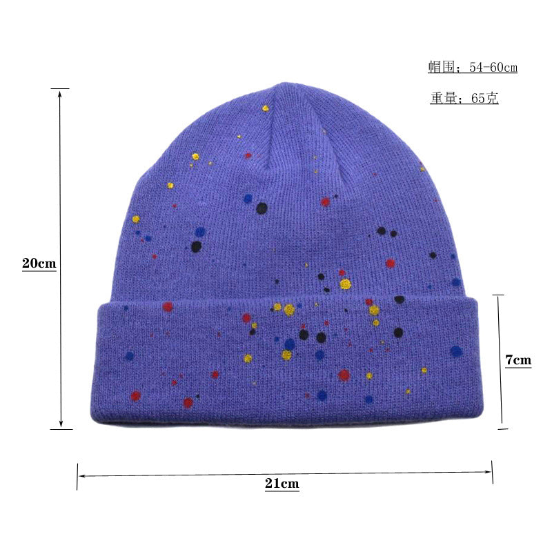 Wholesale  colorful polka dot graffiti knitted hat