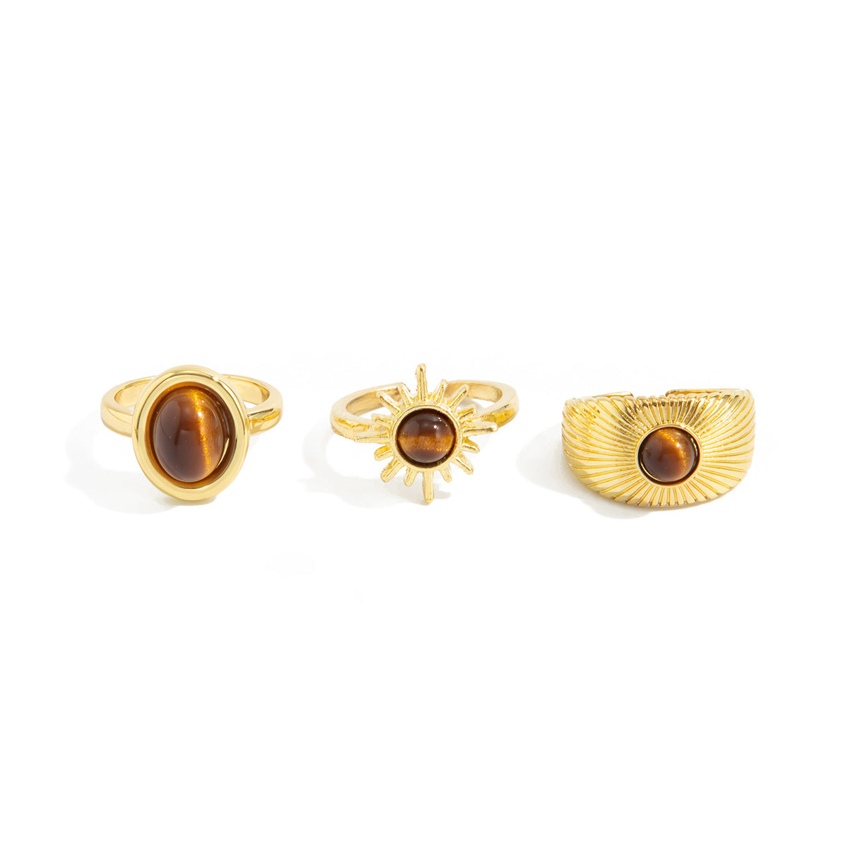 Wholesale  vintage  micro-set gemstone tiger eye ring